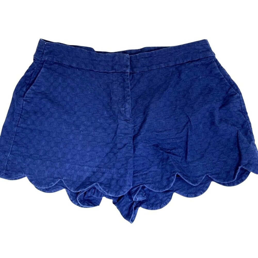 Crown & Ivy Womens Shelby Scalloped Hem Navy Shorts Size 16